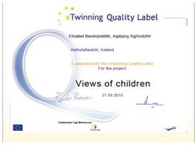 Viðurkenning etwinning verkefni